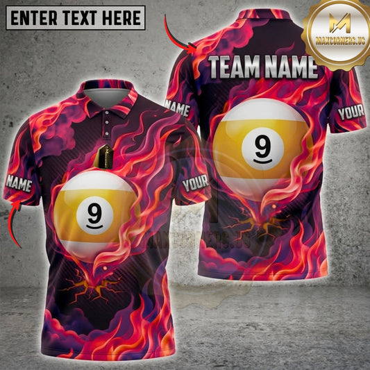 Maxcorners Billiards Electric Blue Vortex 8 Ball Multicolor Customized Name, Team Name 3D Shirts ( 4 Colors )