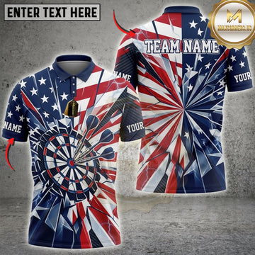 Maxcorners Darts American Flag Classic Dartboard And Red White Blue Stripes Personalized Name 3D Unisex Shirt