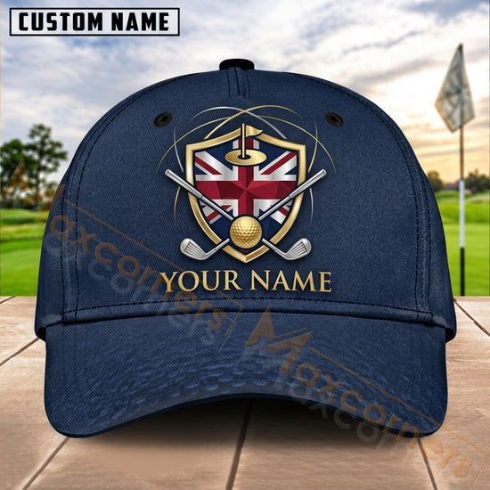 Maxcorners Golf Royal Shield Crossed Clubs Personalized Name 3D Cap