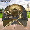 Maxcorners Golf Shield Clubs Gold Wave Personalized Name 3D Cap (6 Colors)
