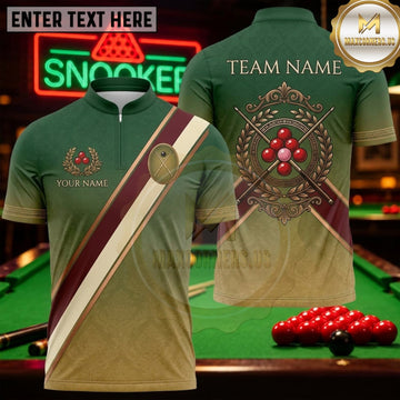 Maxcorners Snooker Forest Green Beige Royal Diagonal Personalized Name 3D Unisex Shirt