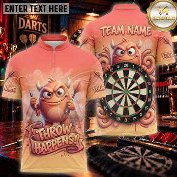 Maxcorners Darts Peach Orange Throw Happens Monster Personalized Name 3D Unisex Shirt