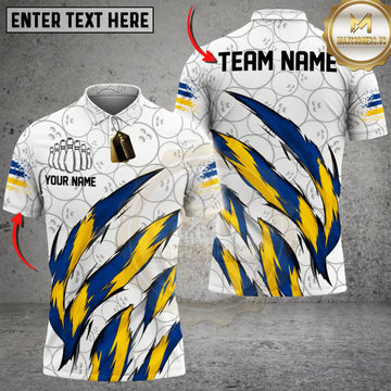 Maxcorners Bowling Sweden Flag Eagle Claw Scratch Personalized Name 3D Unisex Shirt