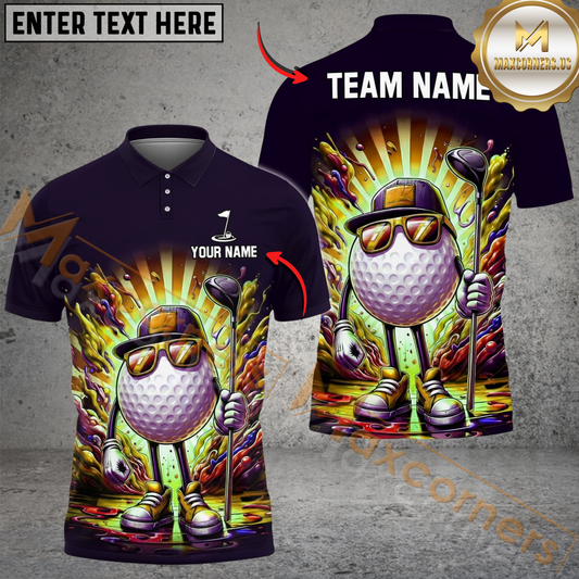 Maxcorners Cool Swing Golf Polo Customized Name, Team Name 3D Shirts (4 Colors)