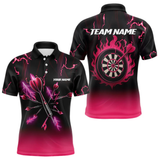 Maxcorners Pink And Black Lightning Arrow Custom Dart Shirts For Men| Darts Team Jersey – Polo & Quarter Zip LM0705