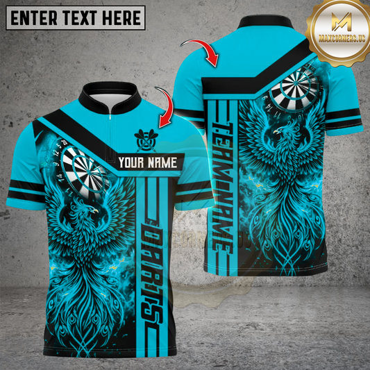 Maxcorners Darts Flaming Phoenix Dart Design Multicolor Customized Name, Team Name 3D Shirt