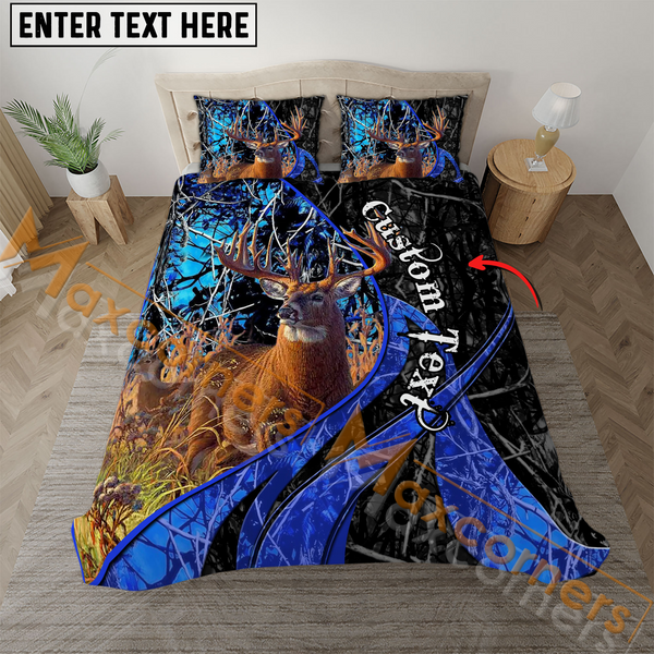 Maxcorners Custom Text Premium Deer Hunting Mutilcolor Option Bedding Set 3D All Over Printed