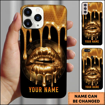 Maxcorners Darts Gold Honey Drip Lips Dartboard Personalized Name Phone Case