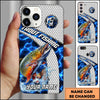 Maxcorners Fishing Blue Lightning Honeycomb Water Splash Personalized Name Phone Case (12 Fish Species)