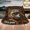 Maxcorners Fishing Lava Fire Personalized Name 3D Bucket Hat (12 Fish Species)