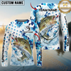 Maxcorners Fishing Blue White American Flag Personalized Name, Team Name 3D Shirt