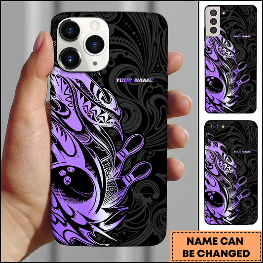 Maxcorners Bowling Gold Tribal Strike Ball Multicolor Personalized Name 3D Phone Case