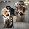 Maxcorners Darts Skull Reaper Fire Flame Mutilcolor Options Personalized Name, Team Name 3D Polo Shirt