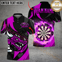 Maxcorners Darts Fire Dragon Multicolor Option Customized Name, Team Name 3D Polo Shirt