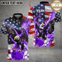 Maxcorners Bowling Flame Eagle American Flag Multicolor Options Personalized Name, Team Name 3D Shirt