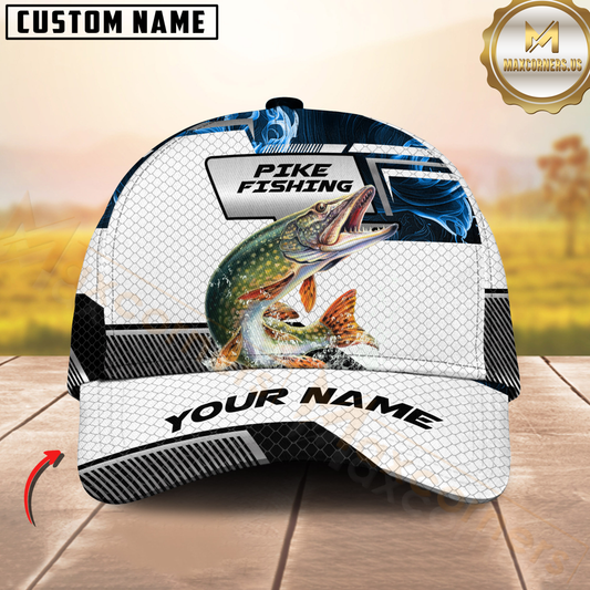 Maxcorners Fishing Blue Smoke Hexagon Pattern Personalized 3D Cap
