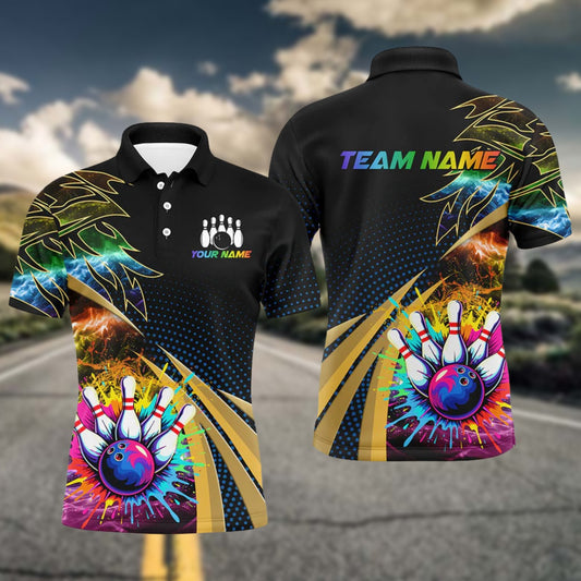 Maxcorners Colorful Bowling Jersey Customized Name, Team Name 3D Shirt For Women