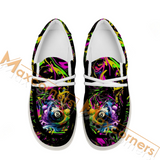 Maxcorners Billiard Ball 8 Graffiti Paint Splash Personalized Name Canvas Loafer Shoes