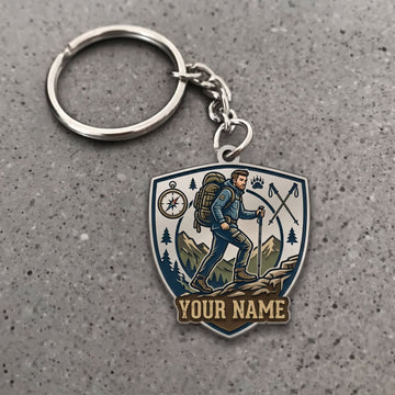 Maxcorners Hiking Female Hiker Mountain Explorer Customized Name 3D Keychain And Ornament