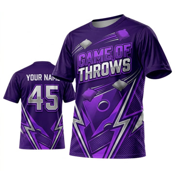 Maxcorners Cornhole Game Of Throws Purple Lightning Personalized Name 3D Unisex Shirt