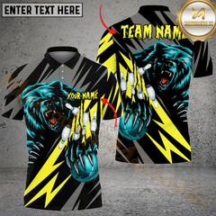 Maxcorners Bowling Lightning Bear Multicolor Customized Name, Team Name 3D Shirts