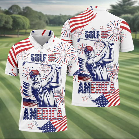Maxcorners Golf Of America Golf Polos For Men, Funny Golf Shirt, Mens Golf Gift, Gift For Golfers, Golf Presents For Dad LM2406