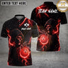 Maxcorners Pickleball Polo Lightning Grim Reaper Skull Multiple Options Personalized Name, Team Name 3D Shirt