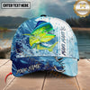 Maxcorners Fishing Blue Water Splash Hook Personalized 3D Classic Cap (12 Fish Species)