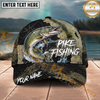 Maxcorners Fishing Dark Olive Scale Compass Splash Personalized Name 3D Cap (12 Fish Species)