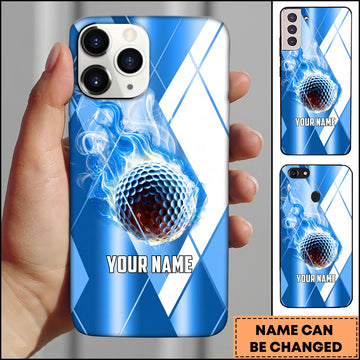 Maxcorners Golf Neon Blue Glowing Electric Lightning Golf Ball Personalized Phone Case