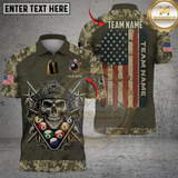 Maxcorners Billiard Skull US FLag Multicolor Customized Name, Team Name 3D Shirts