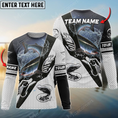 Maxcorners Salmon Fishing Target Locked Personalized Name, Team Name 3D Long Sleeve Shirt