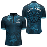 Maxcorners Men’s Team Darts Shirt With Dark Navy Wolves And Grunge Dartboard Pattern LM2404