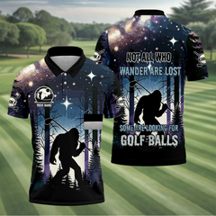 Maxcorners Funny Bigfoot Custom Golf Polos For Men, Golf Shirts For Men, Mens Golf Gift, Gift For Golfers LM2406