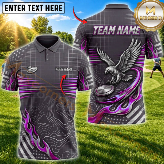 Maxcorners Disc Golf Flying Disc & Eagle Graphic with Dynamic Wave Motion Design Multicolor Customized Name, Team Name 3D Shirts
