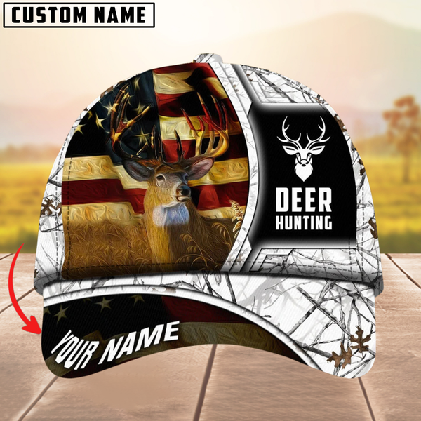 Maxcorners Premium Unique The Best Flag Deer Hunting Camouflage Pattern Multicolor Personalized Name 3D Cap