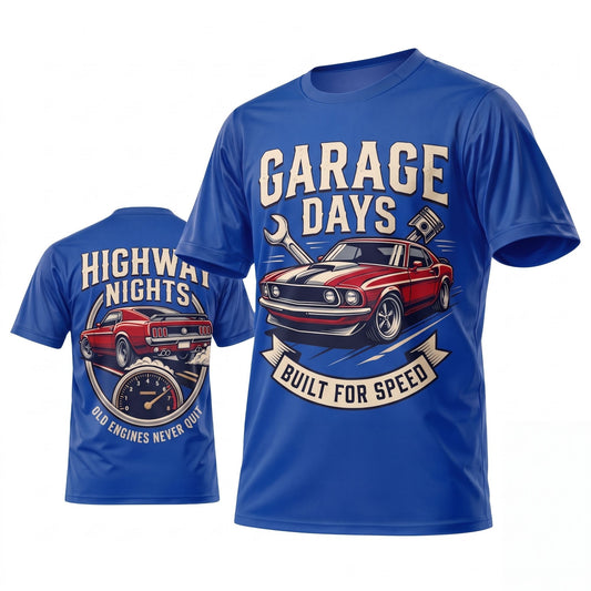 (9 Colors) Maxcorners Personalized Car Classic Muscle Car 3D T-Shirt - Red Garage Days Vintage Blue Muscle Car