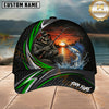 Maxcorners Fishing Skull Angler Green Wave Personalized 3D Cap