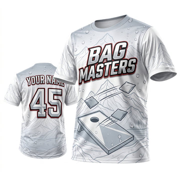 Maxcorners Cornhole Bag Masters Minimal White Personalized Name 3D Unisex Shirt
