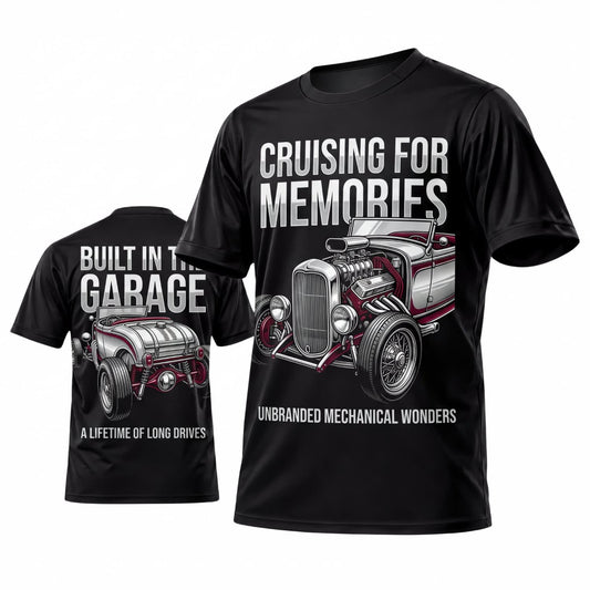Maxcorners Personalized Car Classic Muscle Car 3D T-Shirt – Black Cruising for Memories Vintage Garage Graphic