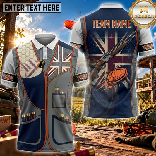 Maxcorners Clay Shooting Union Jack Clay Target Performance Vest Personalized Name 3D Unisex Shirt
