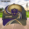 Maxcorners Golf Shield Clubs Gold Wave Personalized Name 3D Cap (6 Colors)