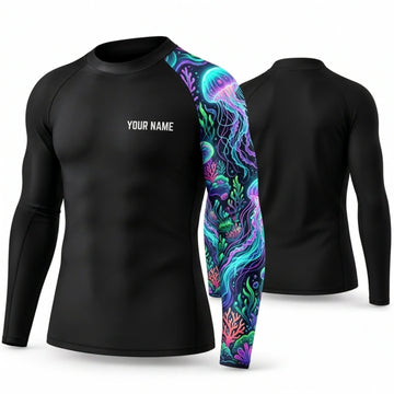 Maxcorners Personalized Neon Tattoo Black Shirt with Pink Blue Swirl Sleeve Art 3D All Over Printed Shirts, Best Gifts for Tattoo Lovers