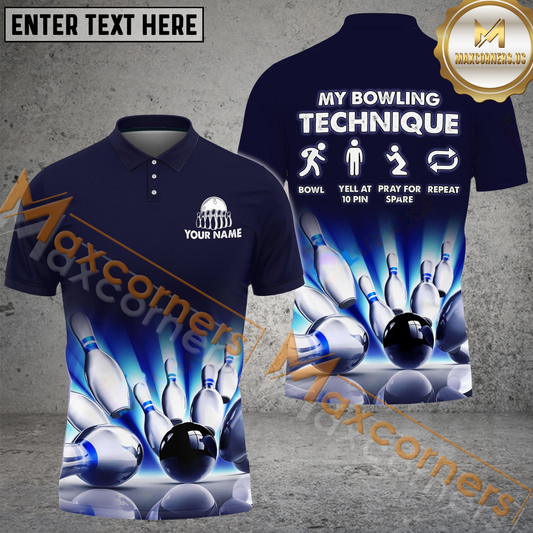 Maxcorners My Bowling Technique Bowling Jersey Customized Name 3D Shirt For Women