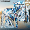 Maxcorners Fishing Blue White American Flag Personalized Name, Team Name 3D Shirt