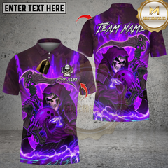 Maxcorners Bowling Flame Grim Reaper Multicolor Customized Name, Team Name 3D Shirts