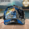 Maxcorners Fishing Water Splash Camo Multi Options Personalized Name 3D Cap (12 Fish Species)