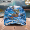Maxcorners Fishing Ocean Anchor Wave Personalized Name 3D Cap (12 Fish Species)