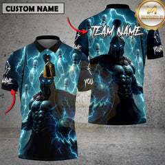 Maxcorners Bowling Shirt Spartan Warrior Lightning Multioptions Personalized Name, Team Name Unisex 3D Shirt (4 Colors)
