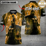 Maxcorners Bowling Shirt Spartan Warrior Lightning Multioptions Personalized Name, Team Name Unisex 3D Shirt (4 Colors)